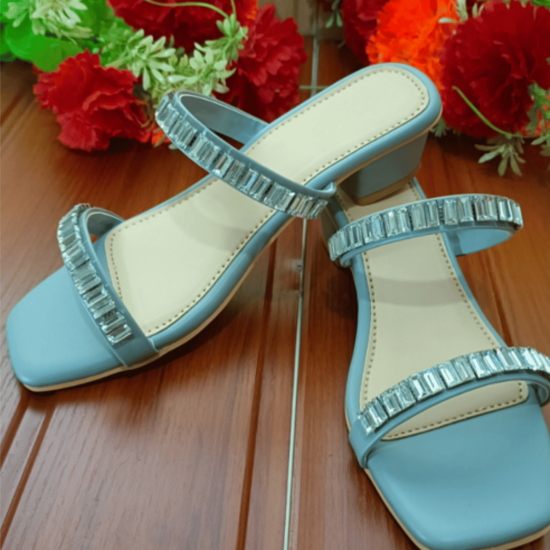 Two Strap Wet Asphalt Heel - chicshah