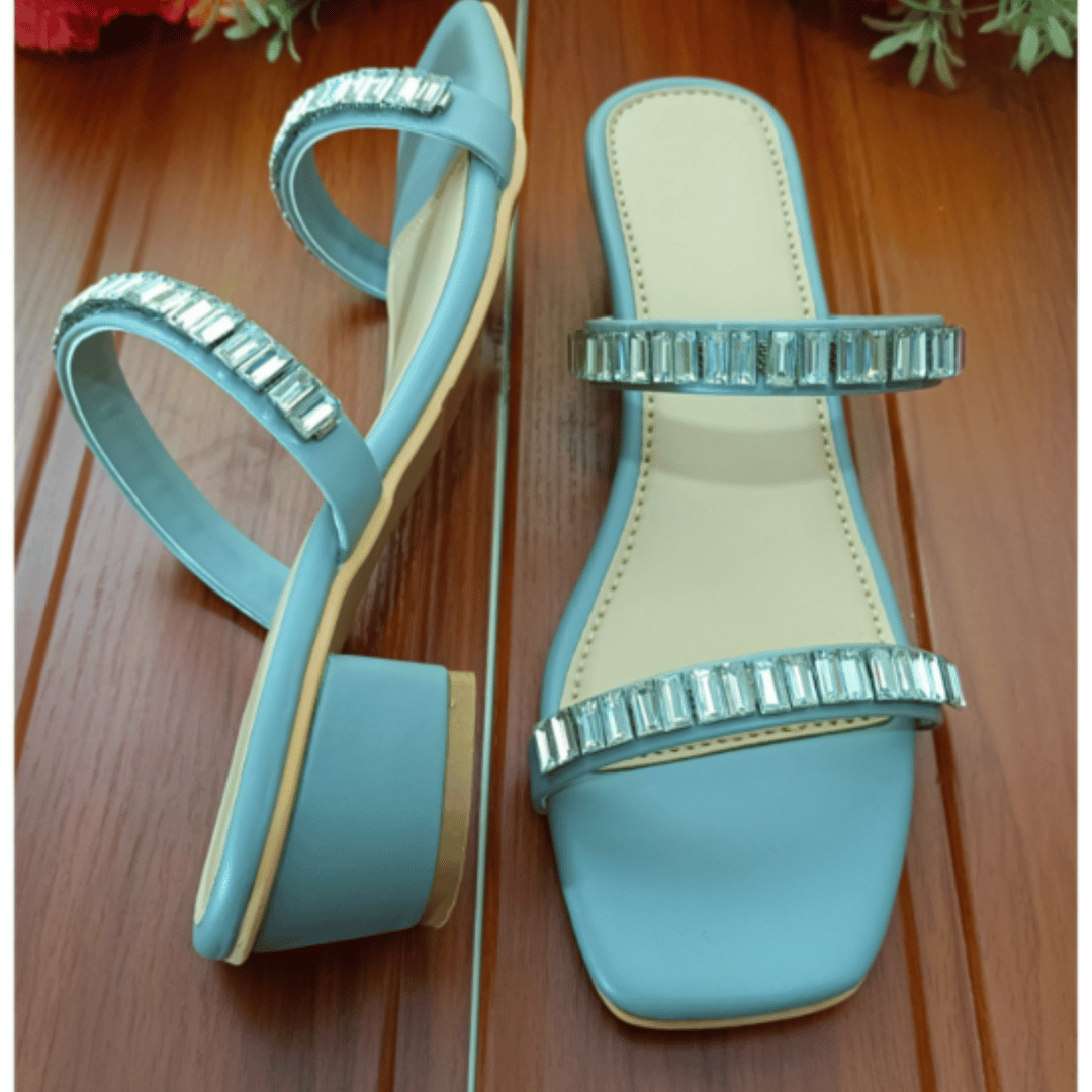 Two Strap Wet Asphalt Heel - chicshah