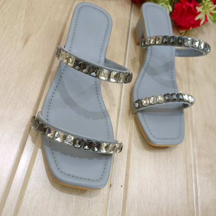 Two Strap Wet Asphalt Heel - chicshah